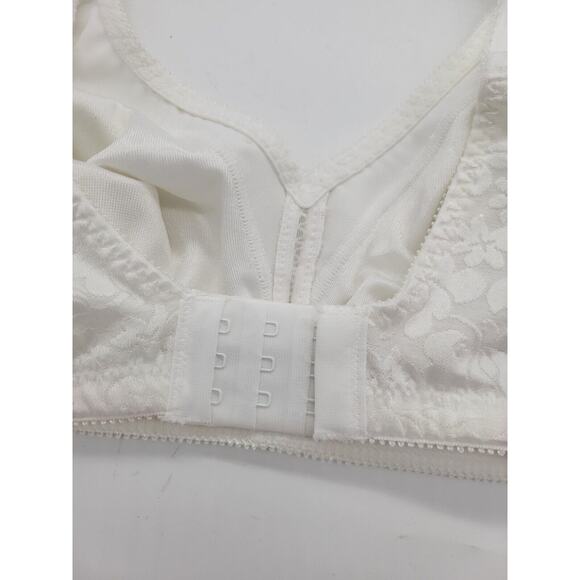 Bali Double Support White Floral Jacquard Adjustable Straps Wire Free Bra SZ 36B - Picture 6 of 8